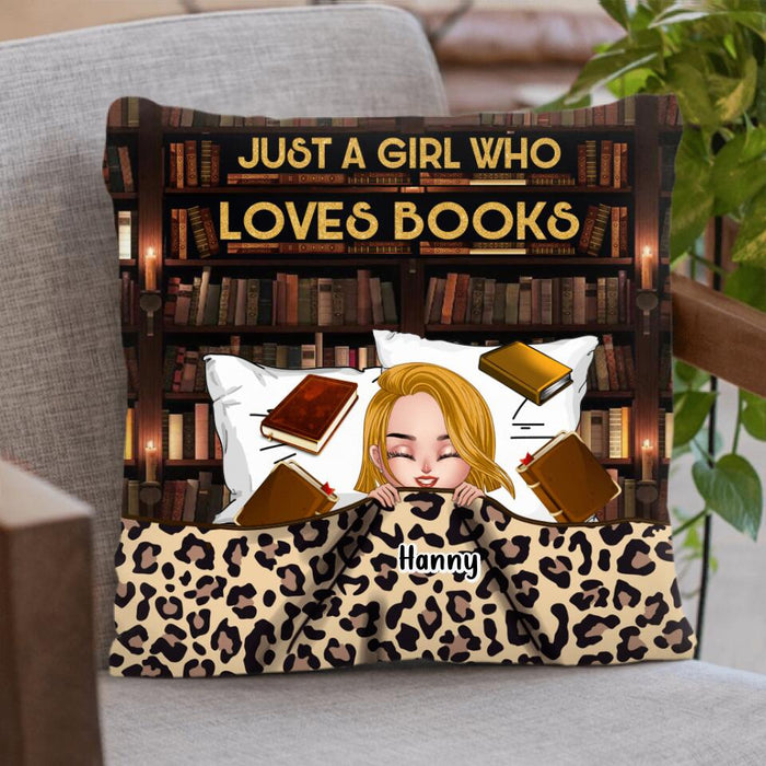 Personalized Stay In Bed With Books And Pets Blanket/Pillow Cover - Up to 6 Pets - Gift For Books/Dogs/Cats Lovers - Just A Girl Who Loves Books