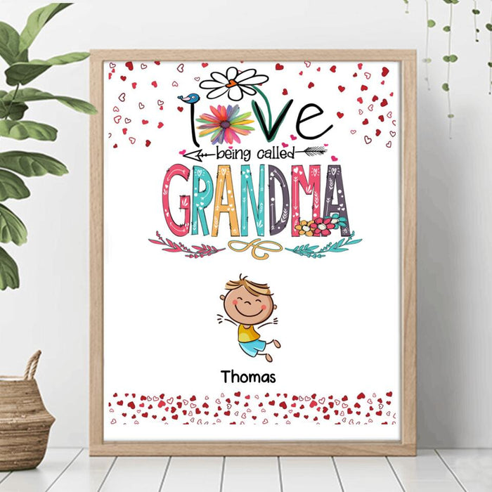 Personalized Love Being Called Grandma Poster - Up to 14 Kids - Gift Idea For Nana/Mama/Kids