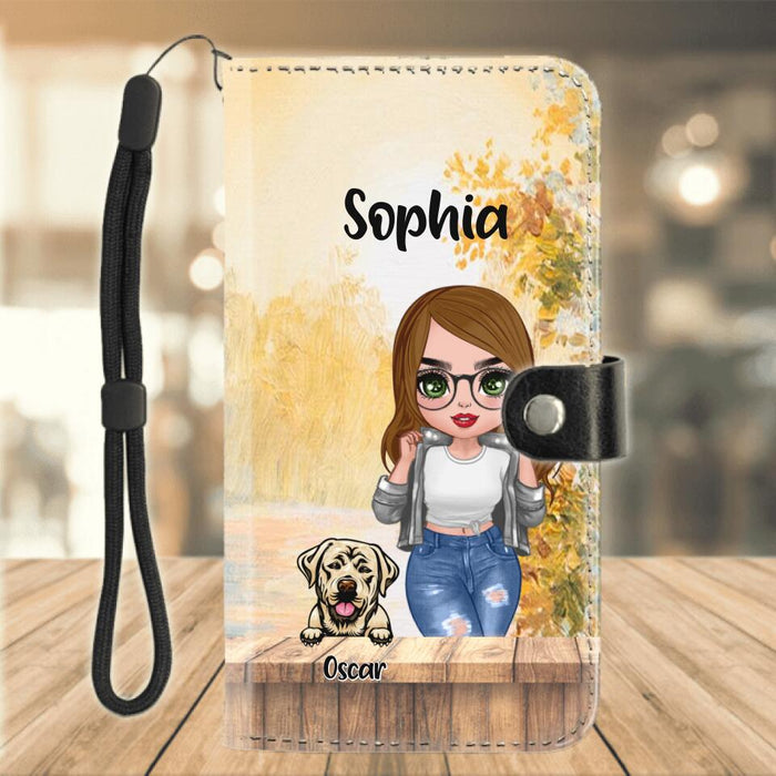 Personalized Dog Mom Flip Leather Purse For Mobile Phone - Gifts For Dog Lover With Up to 4 Dogs - You Had Me At Woof