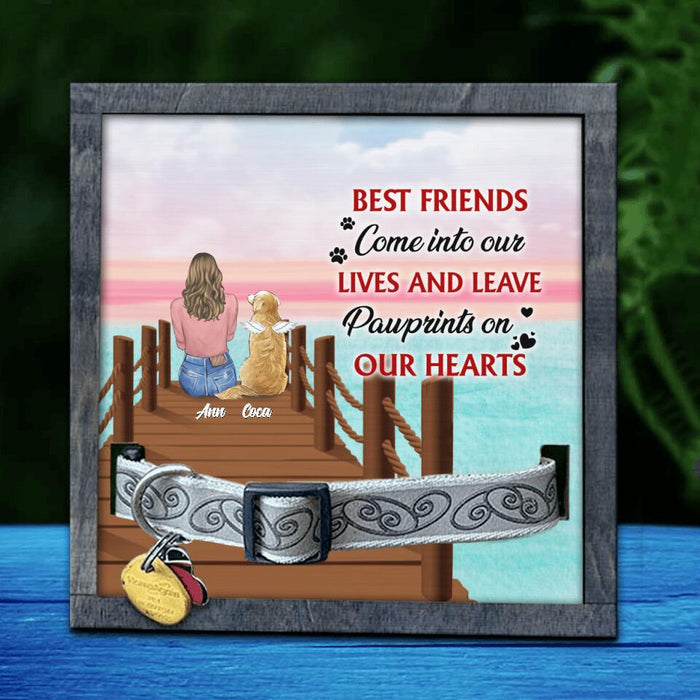 Personalized Memorial Pet Loss Frame - Memorial Gift For Dog/Cat Lover - Man/Woman/Couple With Up to 4 Pets - Best Friends Come Into Our Lives And Leave Pawprints On Our Heart