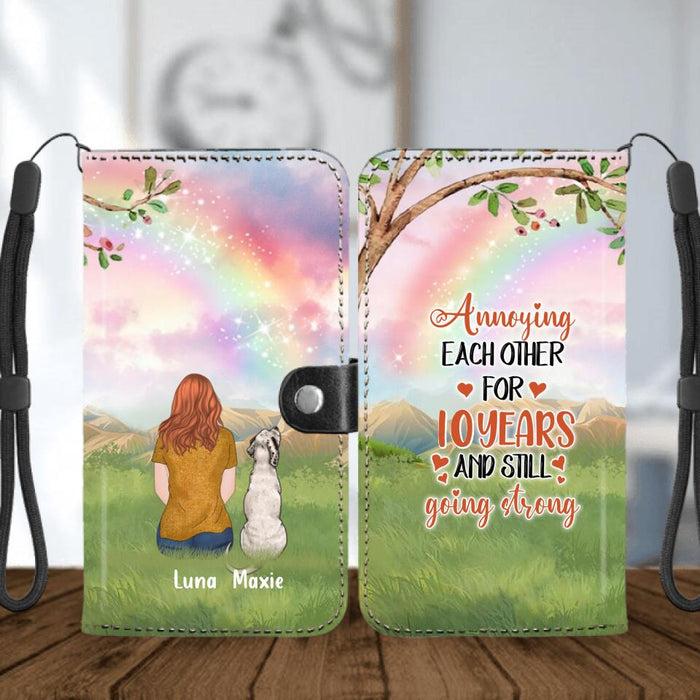 Personalized Dog Mom/Dad Flip Leather Purse For Mobile Phone - Man/Woman/Couple With Up to 4 Dogs - Gift Idea For Dogs Lover - Livin' That Dog Mom Life