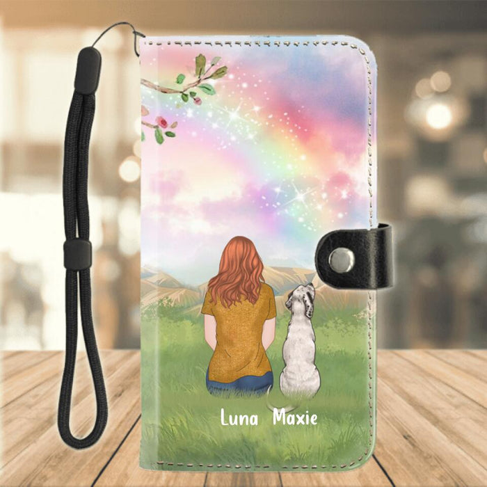 Personalized Dog Mom/Dad Flip Leather Purse For Mobile Phone - Man/Woman/Couple With Up to 4 Dogs - Gift Idea For Dogs Lover - Livin' That Dog Mom Life