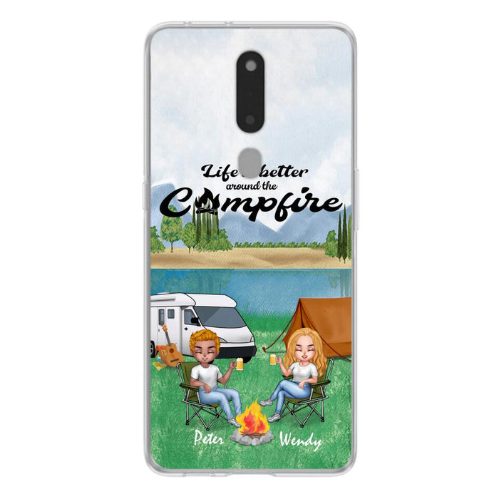 Personalized Camping Chibi Phone Case - Couple With Up to 2 Dogs - Gift Idea For Dog/Camping Lover - Life Is Better Around The Campfire - Case For Xiaomi, Oppo And Huawei