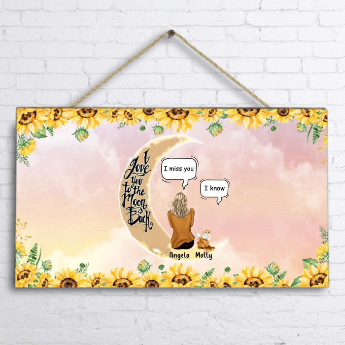 Personalized Memorial Cat Sun Flower Door Sign - Up to 6 Cats - Memorial Gift Idea For Cat Lover - I Love You To The Moon And Back