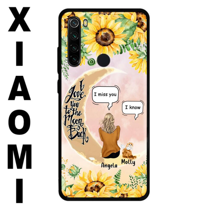 Personalized Memorial Cat Sun Flower Phone Case - Up to 6 Cats - Memorial Gift Idea For Cat Lover - I Love You To The Moon And Back - Case For Xiaomi, Oppo And Huawei