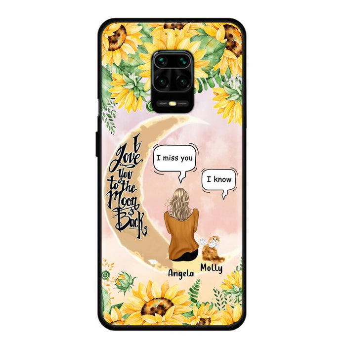 Personalized Memorial Cat Sun Flower Phone Case - Up to 6 Cats - Memorial Gift Idea For Cat Lover - I Love You To The Moon And Back - Case For Xiaomi, Oppo And Huawei