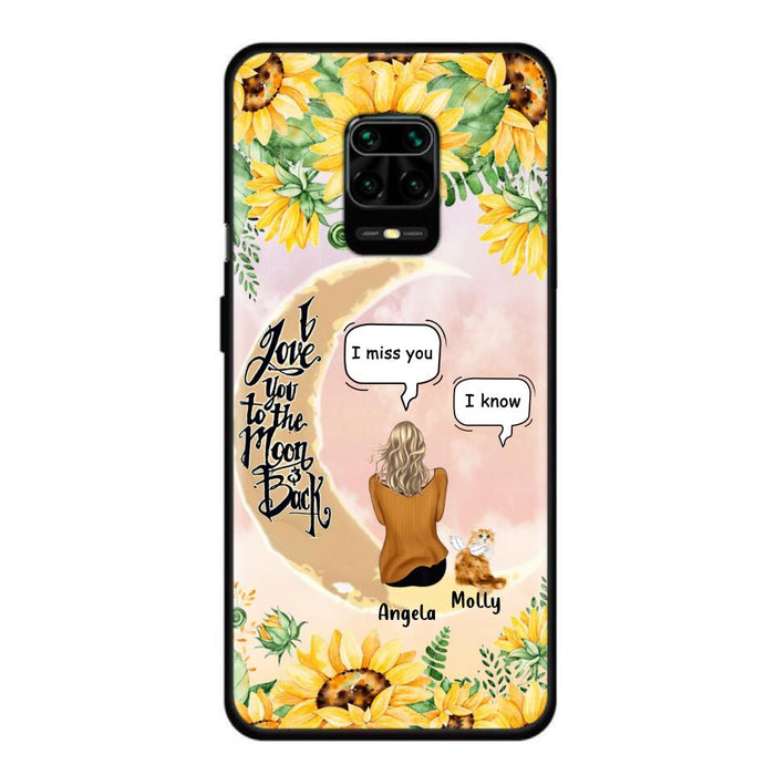 Personalized Memorial Cat Sun Flower Phone Case - Up to 6 Cats - Memorial Gift Idea For Cat Lover - I Love You To The Moon And Back - Case For Xiaomi, Oppo And Huawei