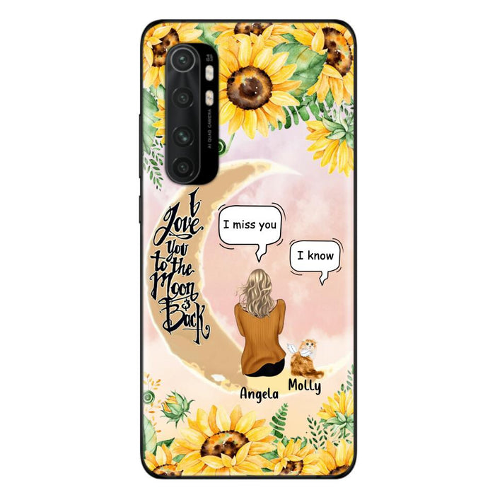 Personalized Memorial Cat Sun Flower Phone Case - Up to 6 Cats - Memorial Gift Idea For Cat Lover - I Love You To The Moon And Back - Case For Xiaomi, Oppo And Huawei