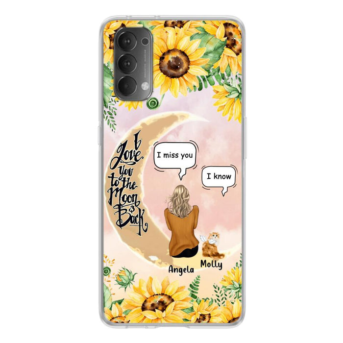 Personalized Memorial Cat Sun Flower Phone Case - Up to 6 Cats - Memorial Gift Idea For Cat Lover - I Love You To The Moon And Back - Case For Xiaomi, Oppo And Huawei