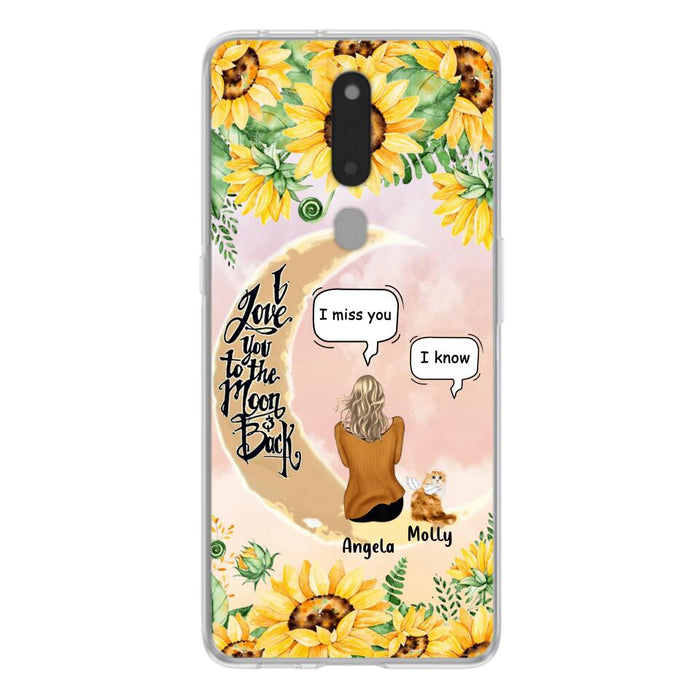Personalized Memorial Cat Sun Flower Phone Case - Up to 6 Cats - Memorial Gift Idea For Cat Lover - I Love You To The Moon And Back - Case For Xiaomi, Oppo And Huawei