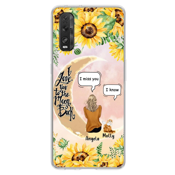 Personalized Memorial Cat Sun Flower Phone Case - Up to 6 Cats - Memorial Gift Idea For Cat Lover - I Love You To The Moon And Back - Case For Xiaomi, Oppo And Huawei