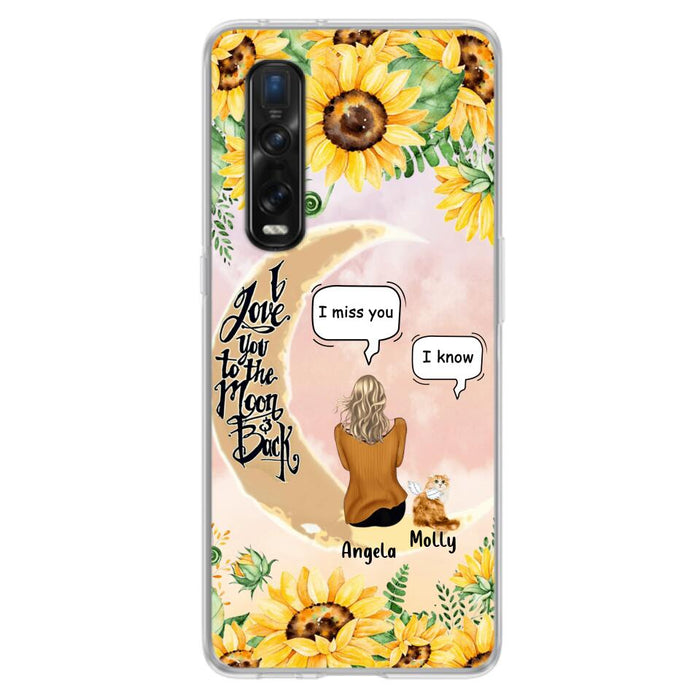 Personalized Memorial Cat Sun Flower Phone Case - Up to 6 Cats - Memorial Gift Idea For Cat Lover - I Love You To The Moon And Back - Case For Xiaomi, Oppo And Huawei