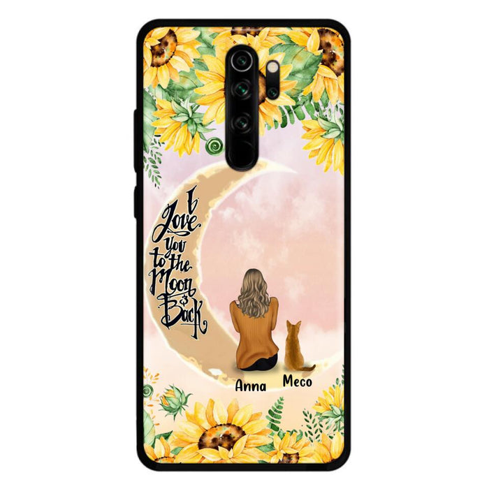 Personalized Cat Sun Flower Phone Case - Up to 6 Cats - Gift Idea For Cat Lover - I Love You To The Moon And Back - Case For Xiaomi, Oppo And Huawei