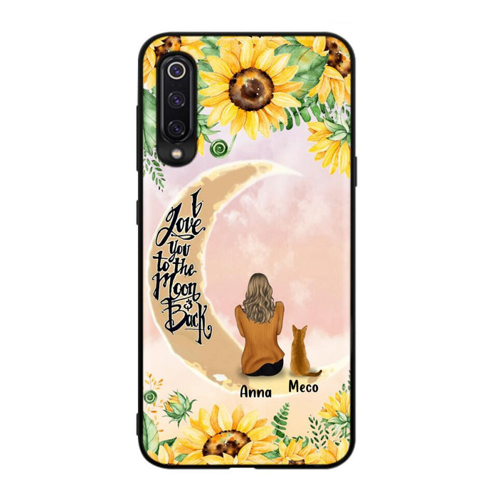 Personalized Cat Sun Flower Phone Case - Up to 6 Cats - Gift Idea For Cat Lover - I Love You To The Moon And Back - Case For Xiaomi, Oppo And Huawei