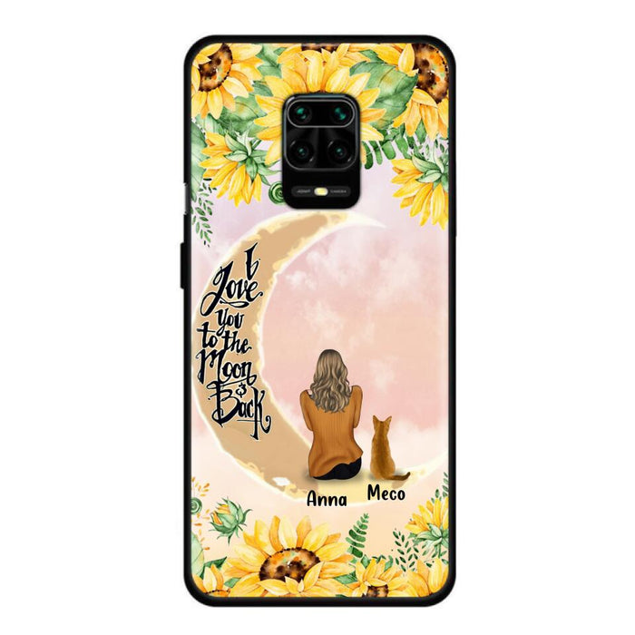 Personalized Cat Sun Flower Phone Case - Up to 6 Cats - Gift Idea For Cat Lover - I Love You To The Moon And Back - Case For Xiaomi, Oppo And Huawei
