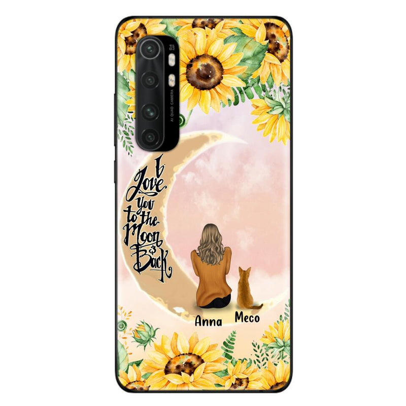 Personalized Cat Sun Flower Phone Case - Up to 6 Cats - Gift Idea For Cat Lover - I Love You To The Moon And Back - Case For Xiaomi, Oppo And Huawei