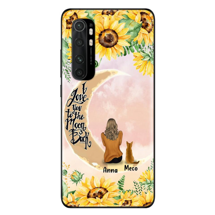 Personalized Cat Sun Flower Phone Case - Up to 6 Cats - Gift Idea For Cat Lover - I Love You To The Moon And Back - Case For Xiaomi, Oppo And Huawei