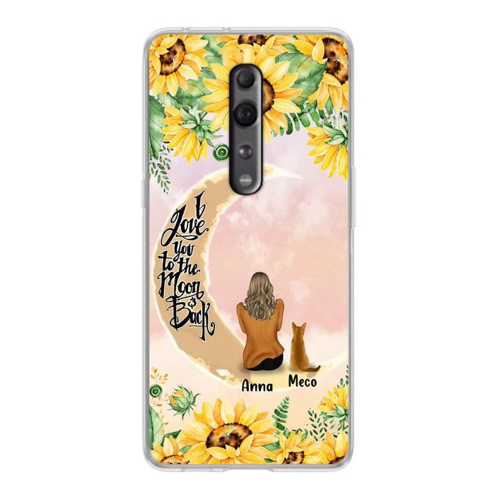 Personalized Cat Sun Flower Phone Case - Up to 6 Cats - Gift Idea For Cat Lover - I Love You To The Moon And Back - Case For Xiaomi, Oppo And Huawei