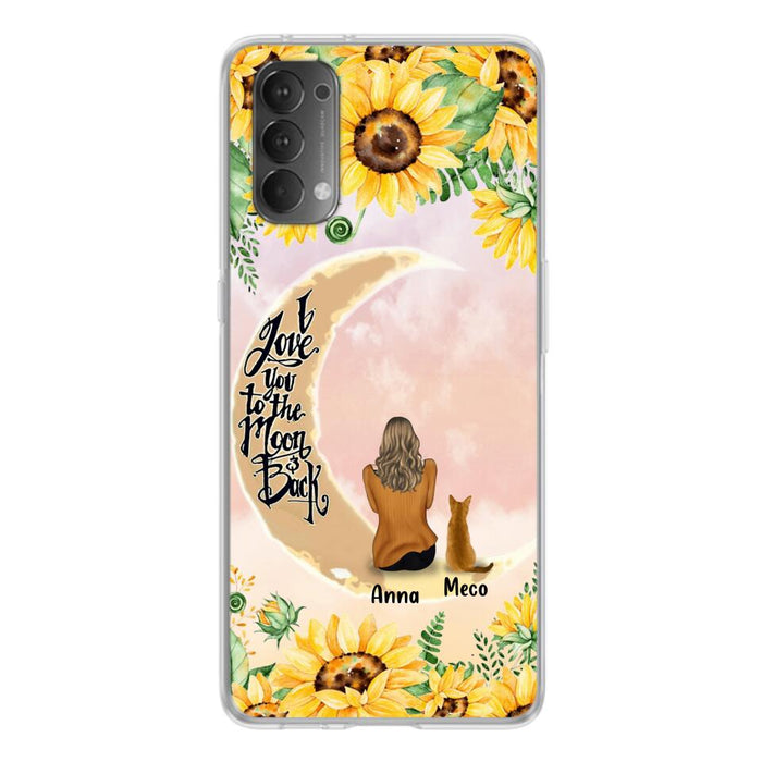 Personalized Cat Sun Flower Phone Case - Up to 6 Cats - Gift Idea For Cat Lover - I Love You To The Moon And Back - Case For Xiaomi, Oppo And Huawei