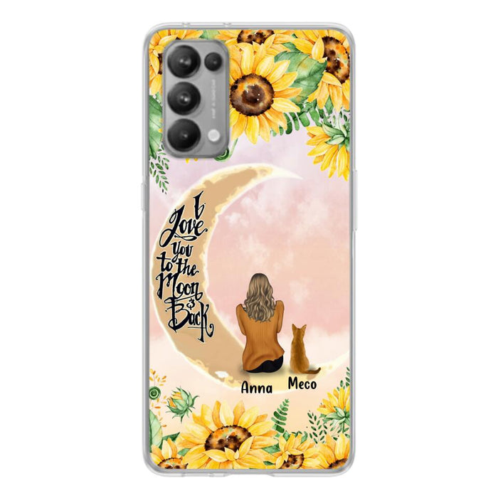 Personalized Cat Sun Flower Phone Case - Up to 6 Cats - Gift Idea For Cat Lover - I Love You To The Moon And Back - Case For Xiaomi, Oppo And Huawei