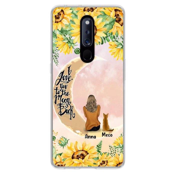 Personalized Cat Sun Flower Phone Case - Up to 6 Cats - Gift Idea For Cat Lover - I Love You To The Moon And Back - Case For Xiaomi, Oppo And Huawei