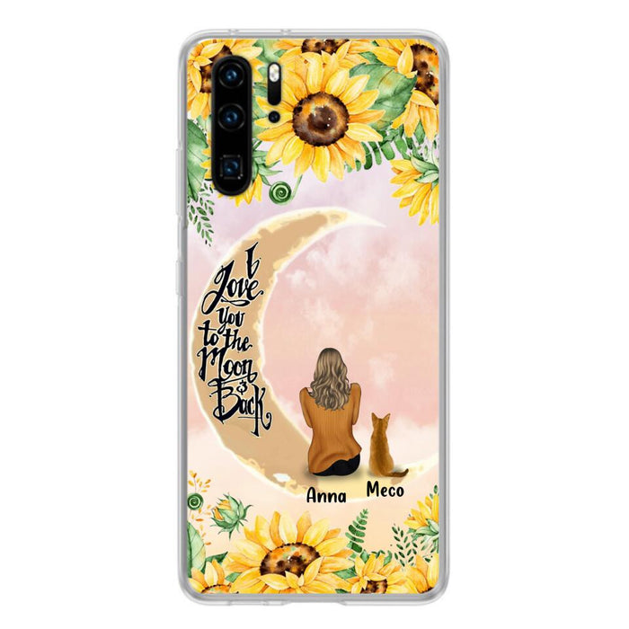 Personalized Cat Sun Flower Phone Case - Up to 6 Cats - Gift Idea For Cat Lover - I Love You To The Moon And Back - Case For Xiaomi, Oppo And Huawei