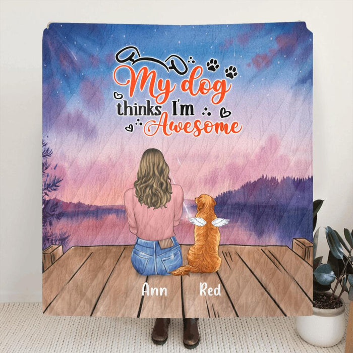 Personalized Dog Mom Pillow Cover/Quilt/Fleece Throw Blanket - Up to 5 Dogs - Gift Idea For Dog Lover - Dogs Leave Paw Prints In My Heart