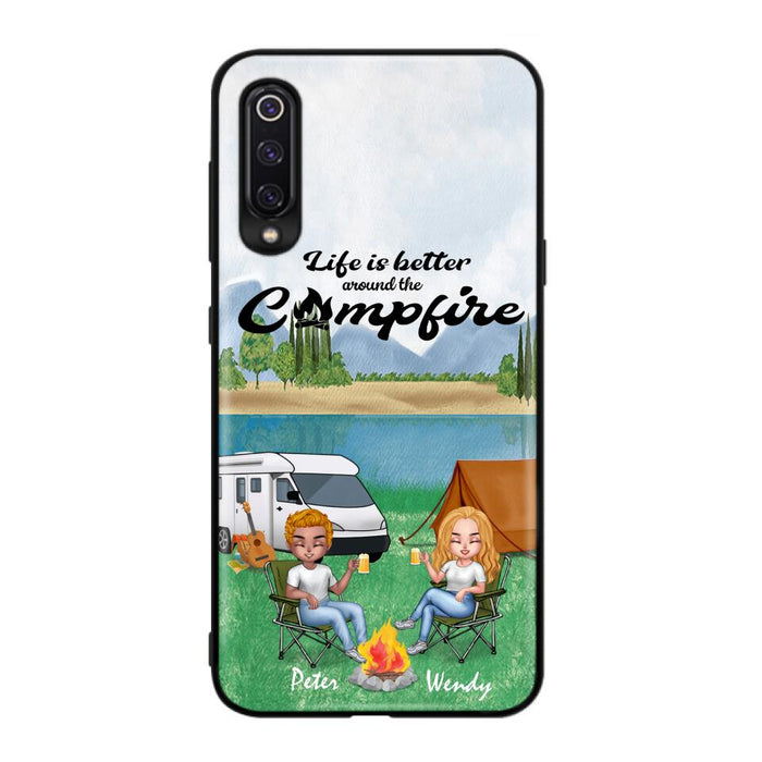Personalized Camping Chibi Phone Case - Couple With Up to 2 Dogs - Gift Idea For Camping Lover - Case For Xiaomi, Oppo And Huawei
