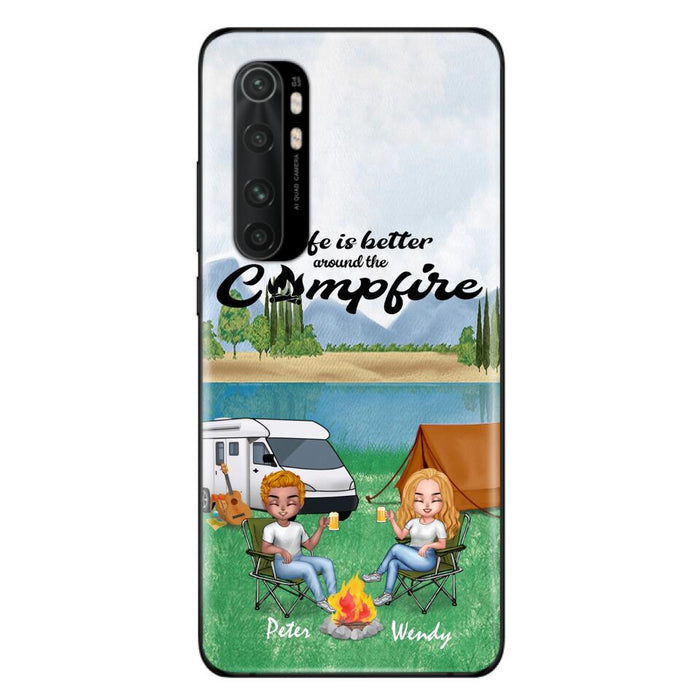 Personalized Camping Chibi Phone Case - Couple With Up to 2 Dogs - Gift Idea For Camping Lover - Case For Xiaomi, Oppo And Huawei