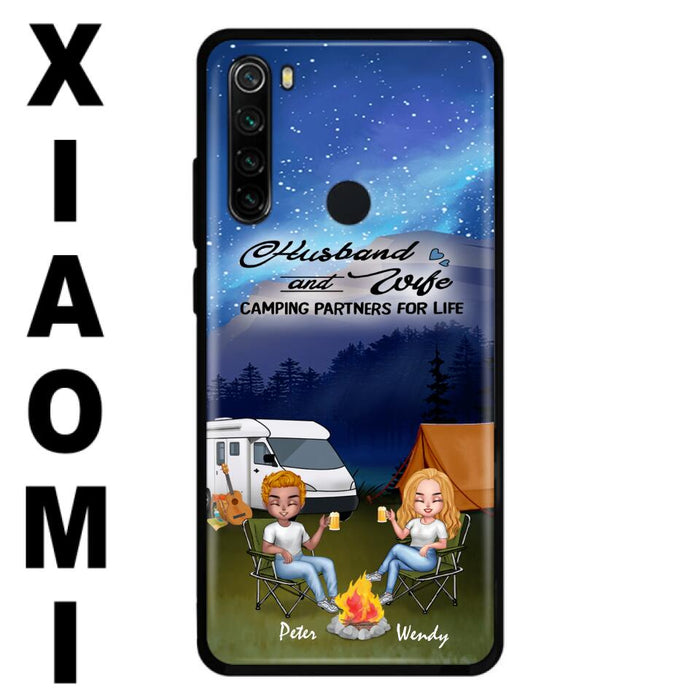 Personalized Camping Night Chibi Phone Case - Couple With Up to 2 Dogs - Gift Idea For Camping Lover - Case For Xiaomi, Oppo And Huawei