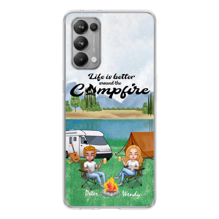 Personalized Camping Chibi Phone Case - Couple With Up to 2 Dogs - Gift Idea For Camping Lover - Case For Xiaomi, Oppo And Huawei