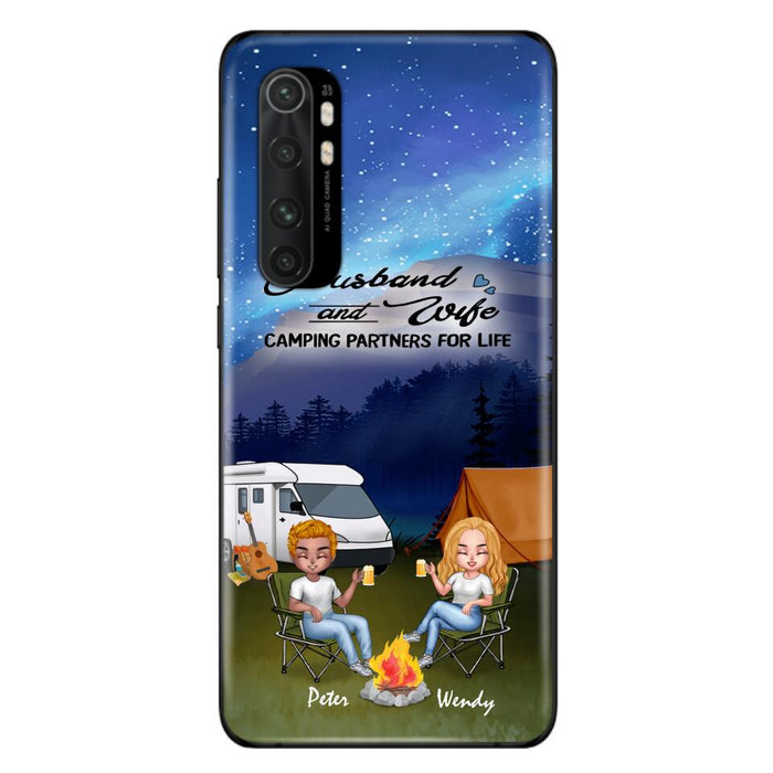Personalized Camping Night Chibi Phone Case - Couple With Up to 2 Dogs - Gift Idea For Camping Lover - Case For Xiaomi, Oppo And Huawei