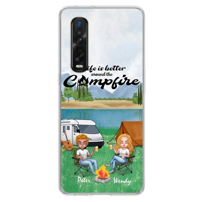 Personalized Camping Chibi Phone Case - Couple With Up to 2 Dogs - Gift Idea For Camping Lover - Case For Xiaomi, Oppo And Huawei