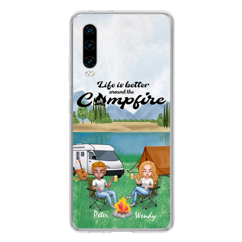 Personalized Camping Chibi Phone Case - Couple With Up to 2 Dogs - Gift Idea For Camping Lover - Case For Xiaomi, Oppo And Huawei
