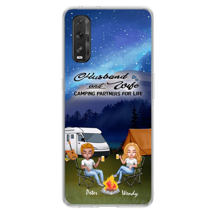 Personalized Camping Night Chibi Phone Case - Couple With Up to 2 Dogs - Gift Idea For Camping Lover - Case For Xiaomi, Oppo And Huawei