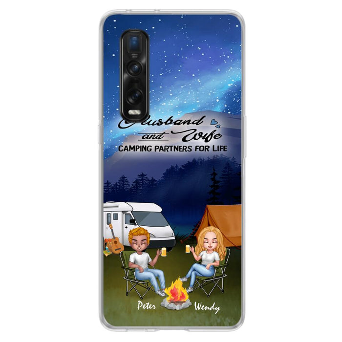 Personalized Camping Night Chibi Phone Case - Couple With Up to 2 Dogs - Gift Idea For Camping Lover - Case For Xiaomi, Oppo And Huawei