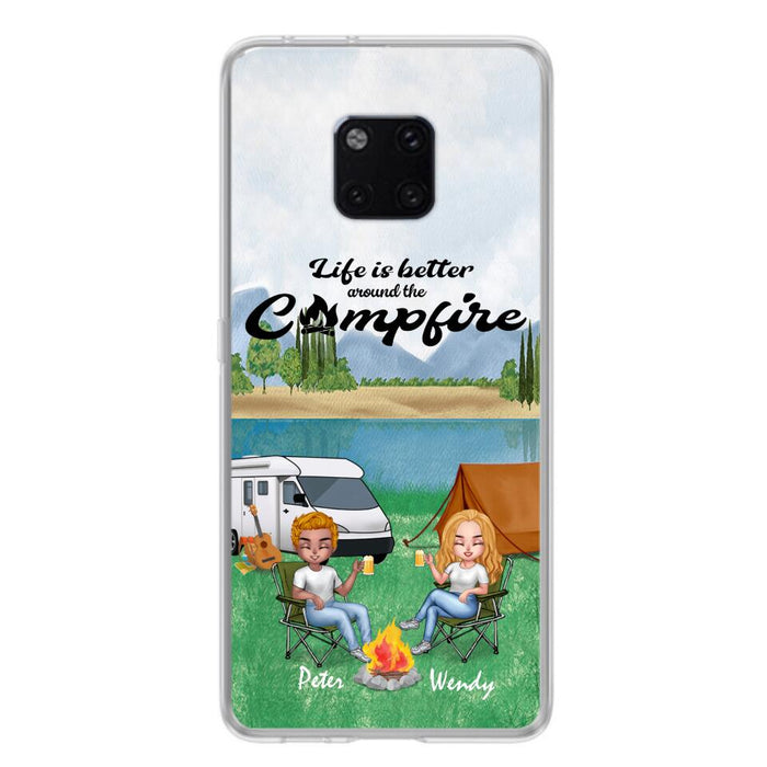 Personalized Camping Chibi Phone Case - Couple With Up to 2 Dogs - Gift Idea For Camping Lover - Case For Xiaomi, Oppo And Huawei