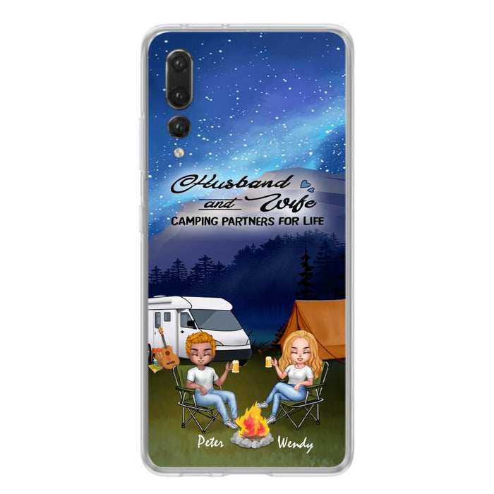 Personalized Camping Night Chibi Phone Case - Couple With Up to 2 Dogs - Gift Idea For Camping Lover - Case For Xiaomi, Oppo And Huawei
