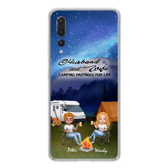Personalized Camping Night Chibi Phone Case - Couple With Up to 2 Dogs - Gift Idea For Camping Lover - Case For Xiaomi, Oppo And Huawei