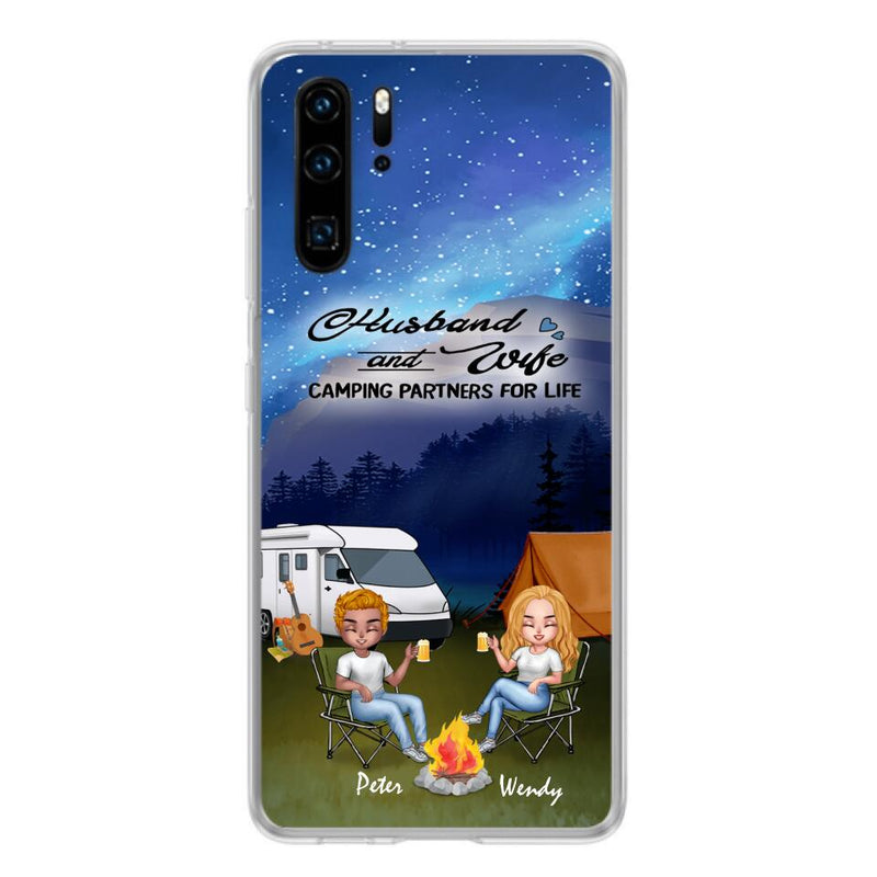 Personalized Camping Night Chibi Phone Case - Couple With Up to 2 Dogs - Gift Idea For Camping Lover - Case For Xiaomi, Oppo And Huawei