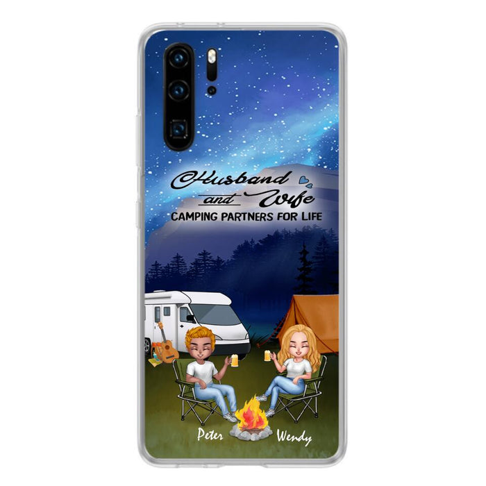 Personalized Camping Night Chibi Phone Case - Couple With Up to 2 Dogs - Gift Idea For Camping Lover - Case For Xiaomi, Oppo And Huawei