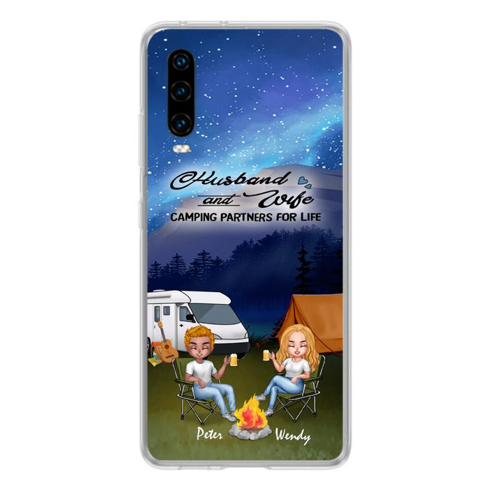 Personalized Camping Night Chibi Phone Case - Couple With Up to 2 Dogs - Gift Idea For Camping Lover - Case For Xiaomi, Oppo And Huawei