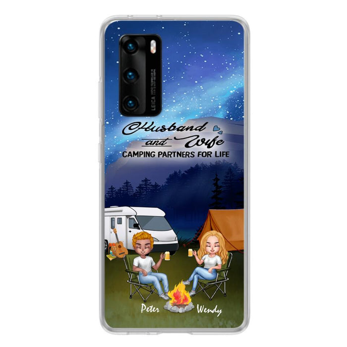 Personalized Camping Night Chibi Phone Case - Couple With Up to 2 Dogs - Gift Idea For Camping Lover - Case For Xiaomi, Oppo And Huawei