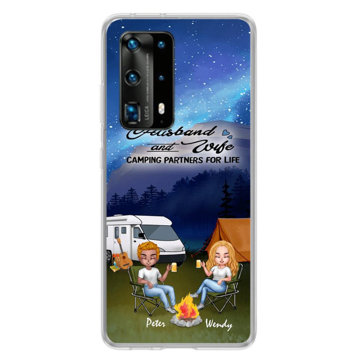 Personalized Camping Night Chibi Phone Case - Couple With Up to 2 Dogs - Gift Idea For Camping Lover - Case For Xiaomi, Oppo And Huawei