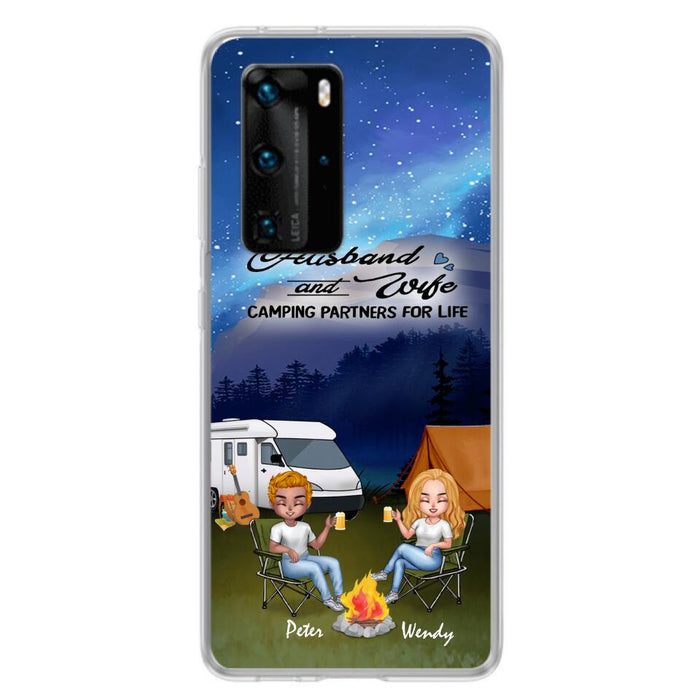 Personalized Camping Night Chibi Phone Case - Couple With Up to 2 Dogs - Gift Idea For Camping Lover - Case For Xiaomi, Oppo And Huawei