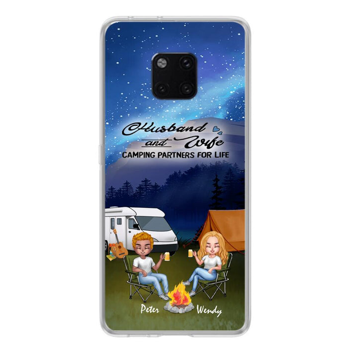Personalized Camping Night Chibi Phone Case - Couple With Up to 2 Dogs - Gift Idea For Camping Lover - Case For Xiaomi, Oppo And Huawei