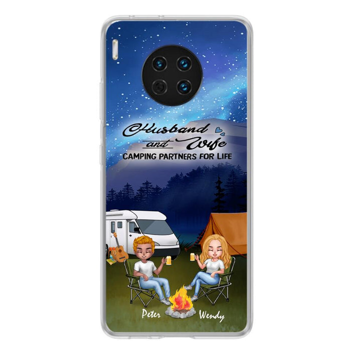 Personalized Camping Night Chibi Phone Case - Couple With Up to 2 Dogs - Gift Idea For Camping Lover - Case For Xiaomi, Oppo And Huawei