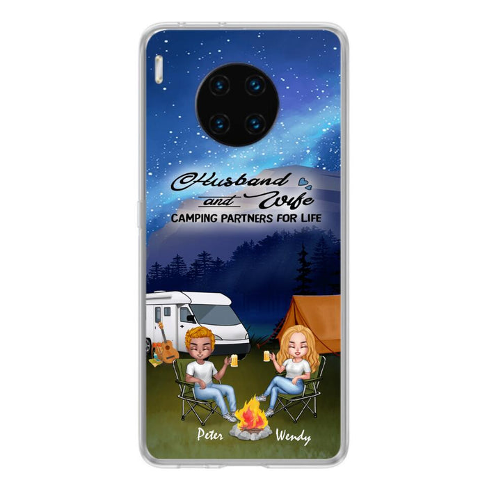 Personalized Camping Night Chibi Phone Case - Couple With Up to 2 Dogs - Gift Idea For Camping Lover - Case For Xiaomi, Oppo And Huawei
