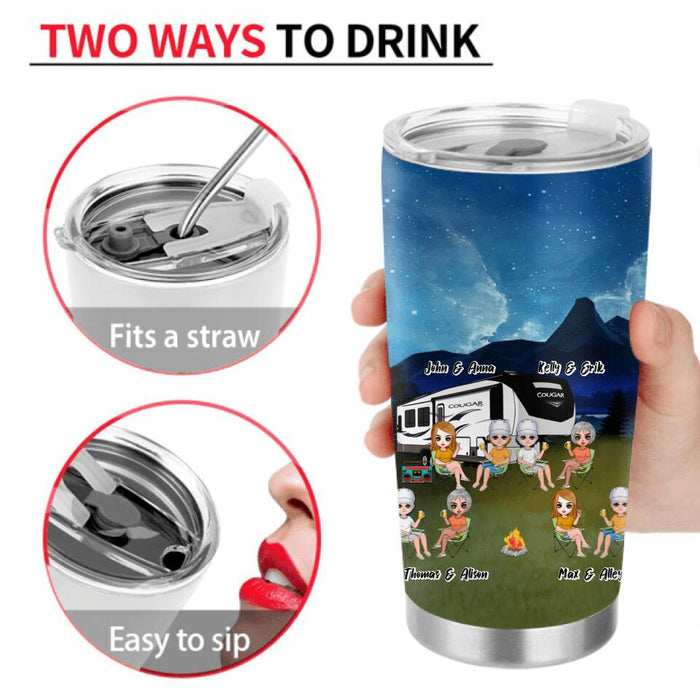 Personalized Camping Friends Tumbler - Up to 8 People - Best Gift For Camping Lovers - If I'm Drunk It's My Camping Friends' Fault
