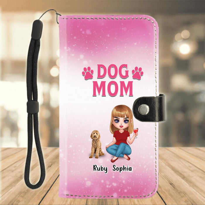 Personalized Dog Mom Phone Wallet - Gift Idea For Dog Lover - Dog Mom Classy Sassy And A Bit Smart Assy - Up to 5 Dogs